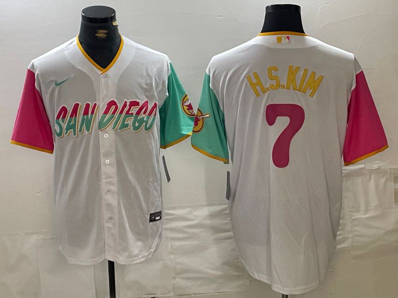 Men San Diego Padres #7 H.S.Kim White City Edition 2024 Nike MLB Jersey style 2->houston astros->MLB Jersey